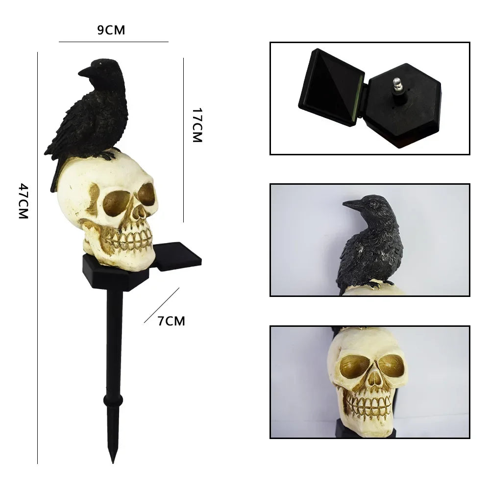 Crow on Skull Garden light