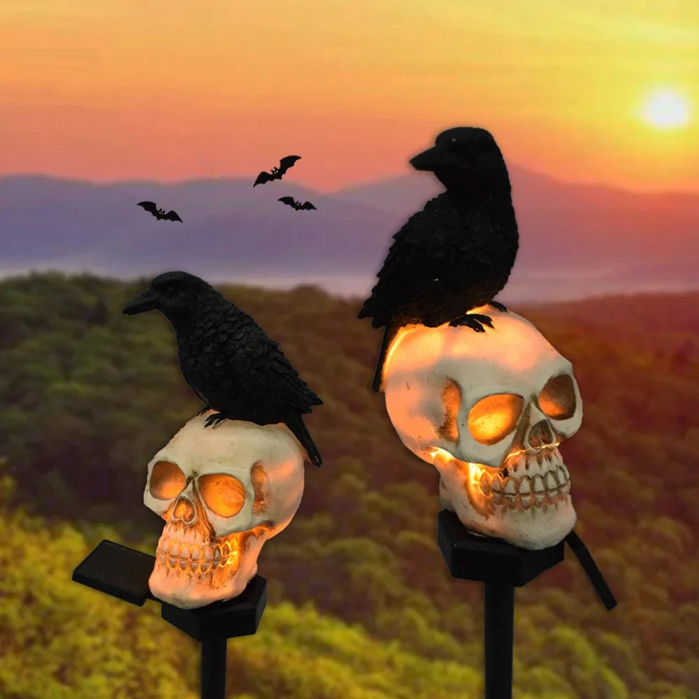 Crow on Skull Garden light
