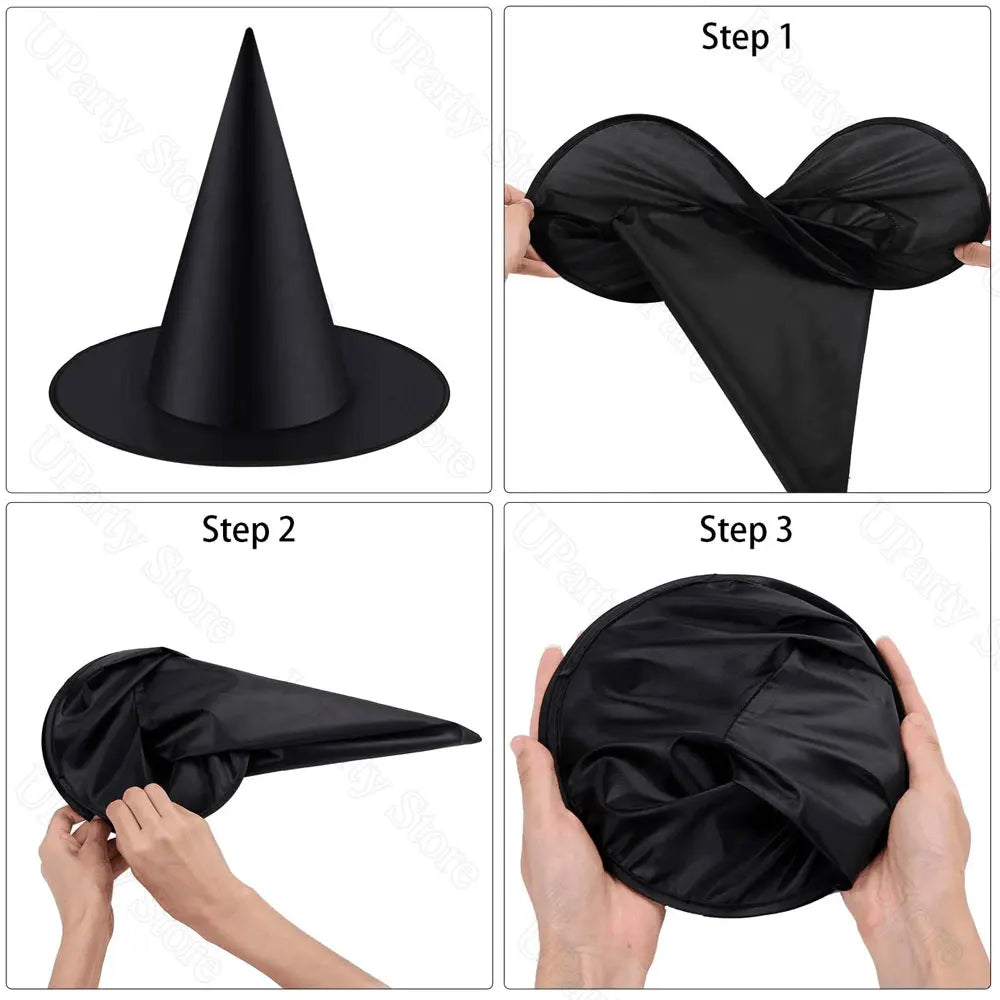 6/12Pcs Halloween Black Witches Hats