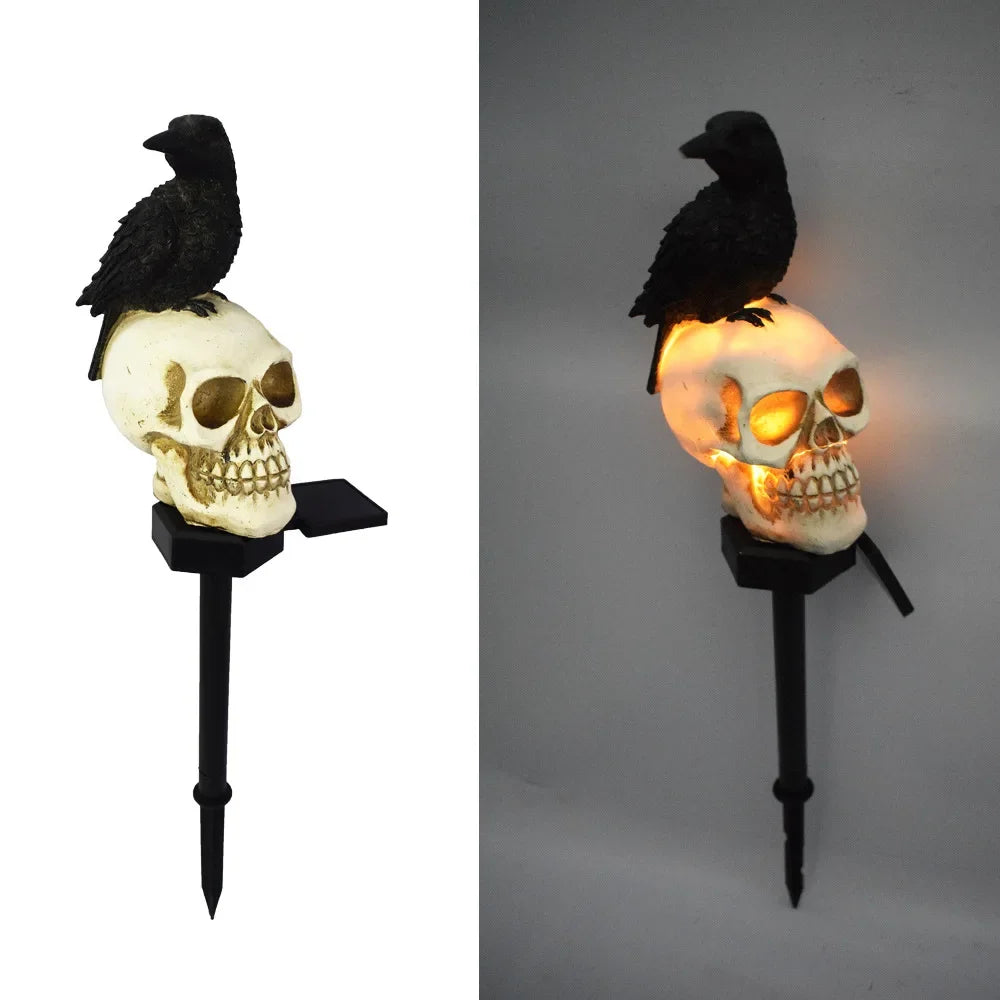 Crow on Skull Garden light