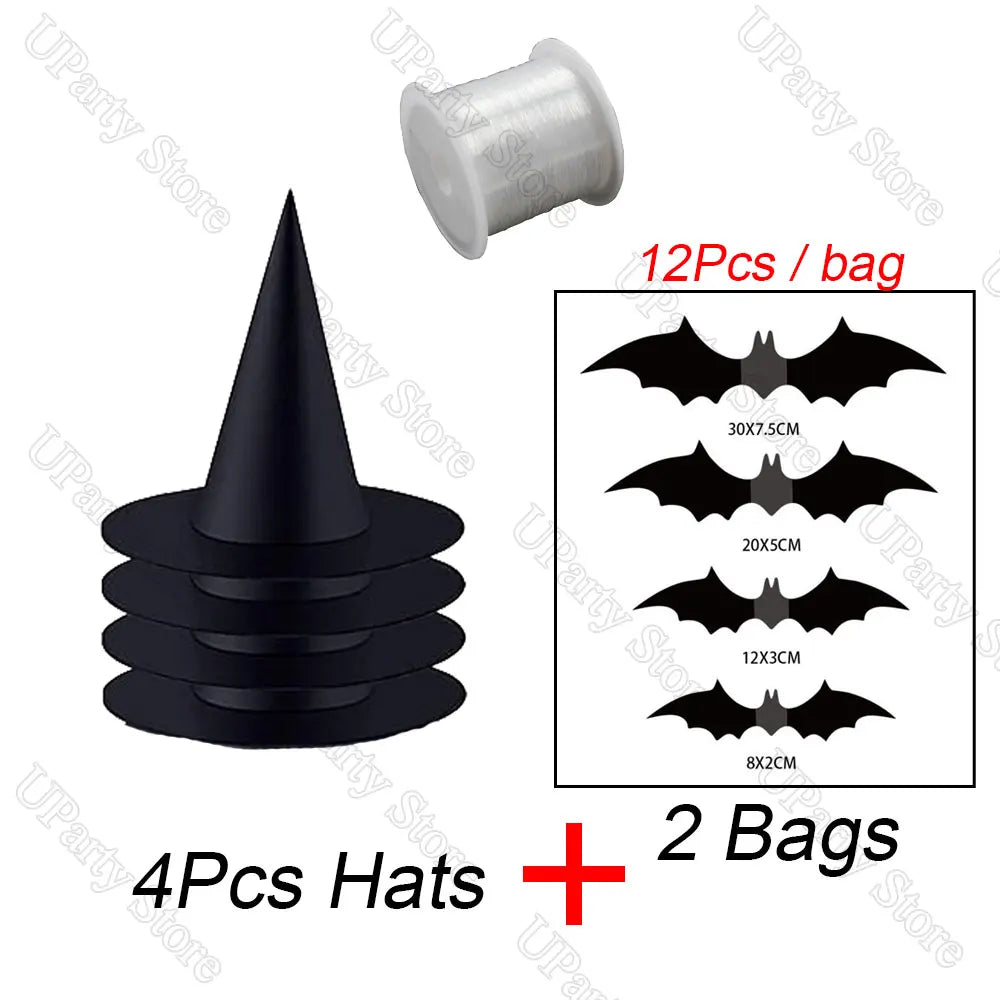 6/12Pcs Halloween Black Witches Hats