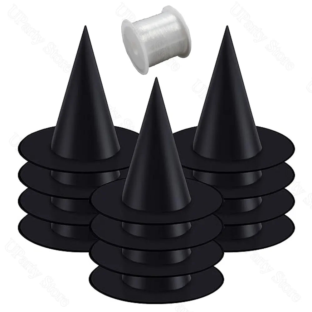 6/12Pcs Halloween Black Witches Hats