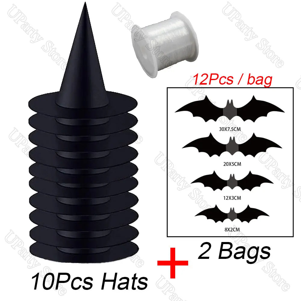 6/12Pcs Halloween Black Witches Hats