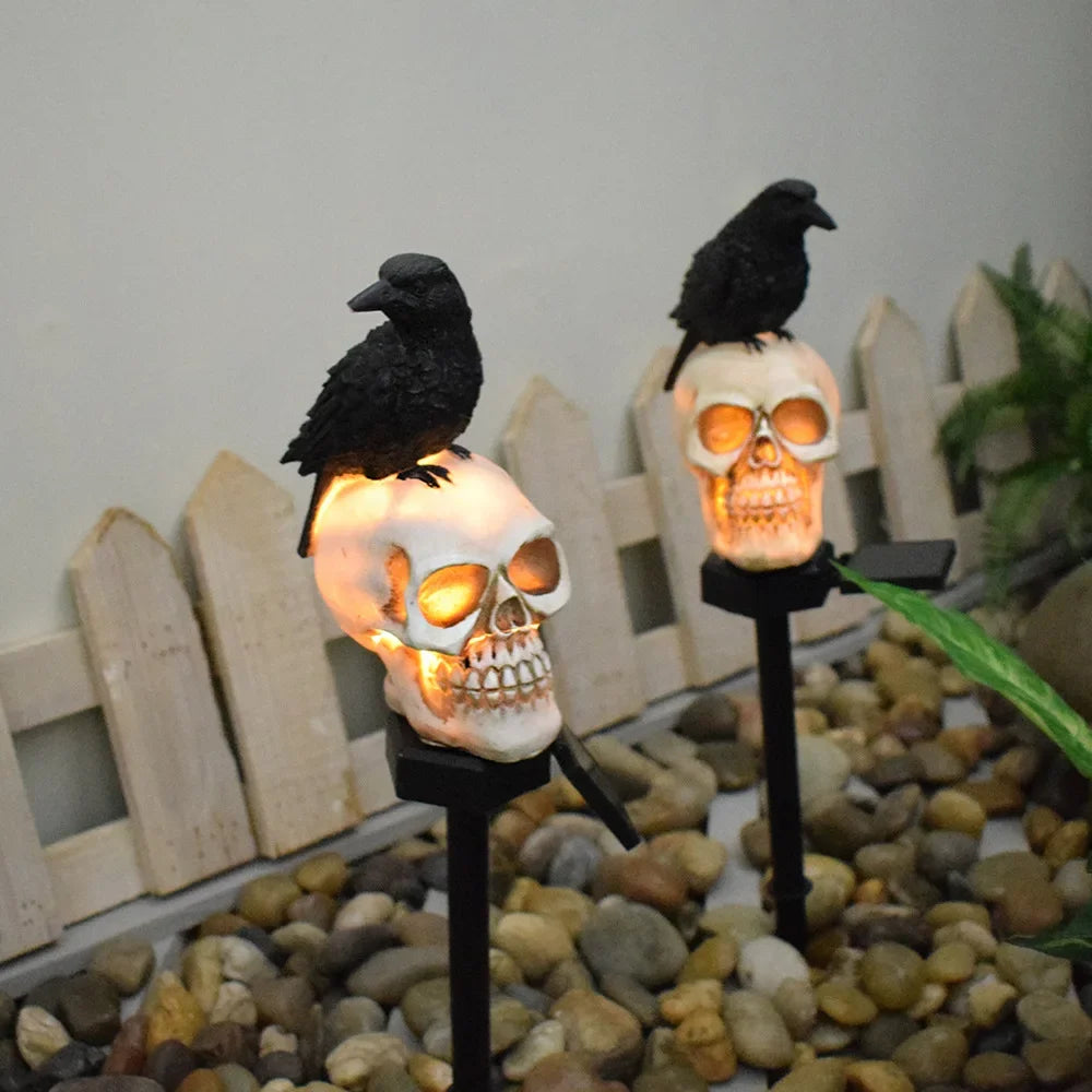 Crow on Skull Garden light