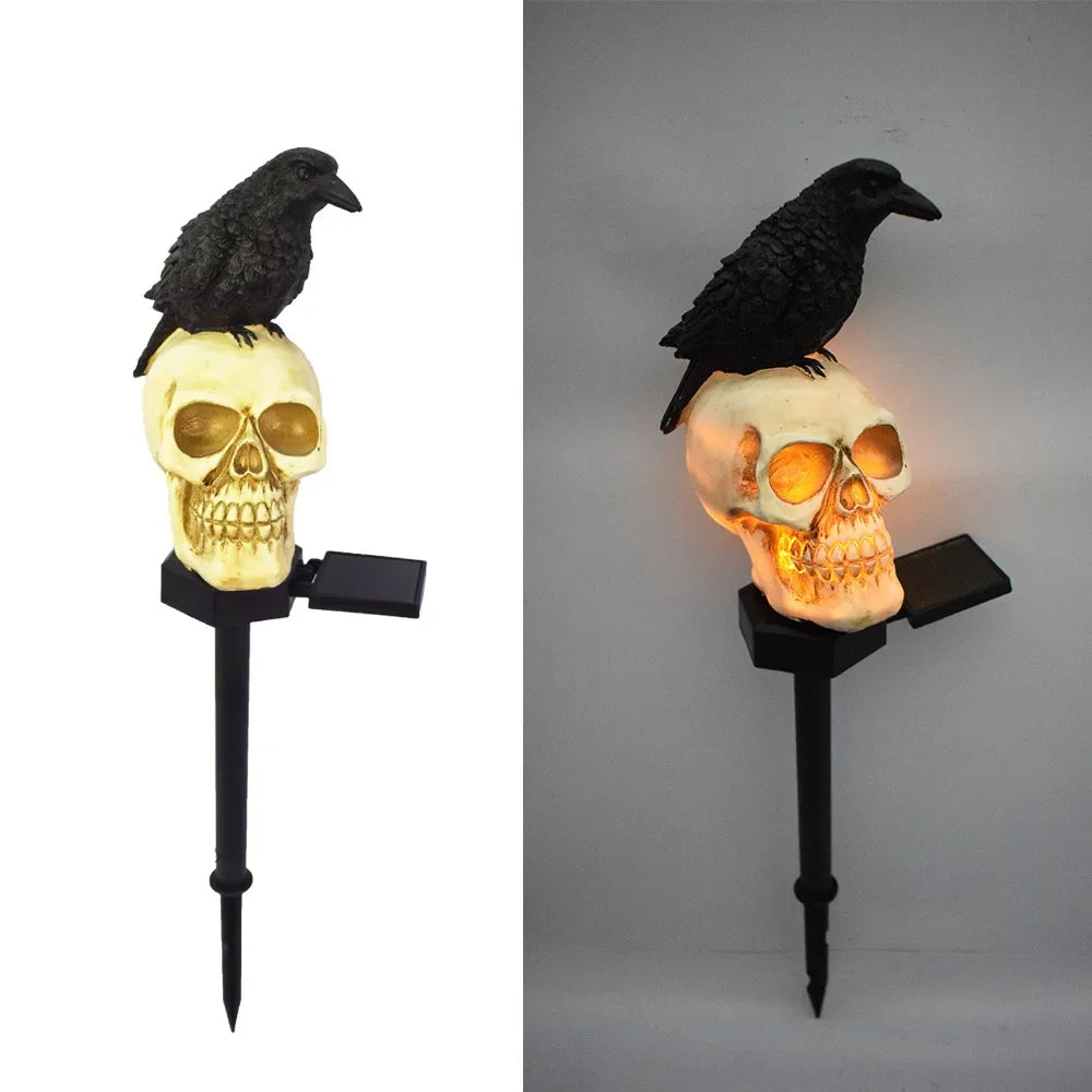 Crow on Skull Garden light