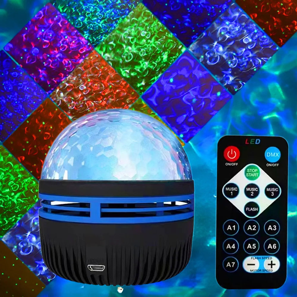 LED NightLights Galaxy Projector Remote Control 5V USB Rechargeable Starry Sky Lamp DMX Sound Active 7 Modes for Kids Room Decor