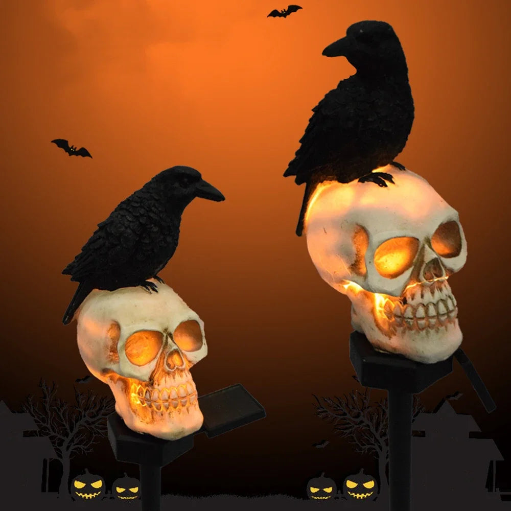 Crow on Skull Garden light